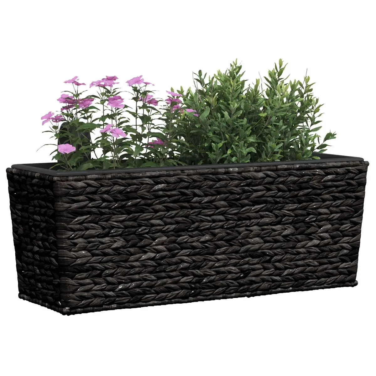 Water Hyacinth Planters Set of 2 Black Indoor Garden Pots with Removable