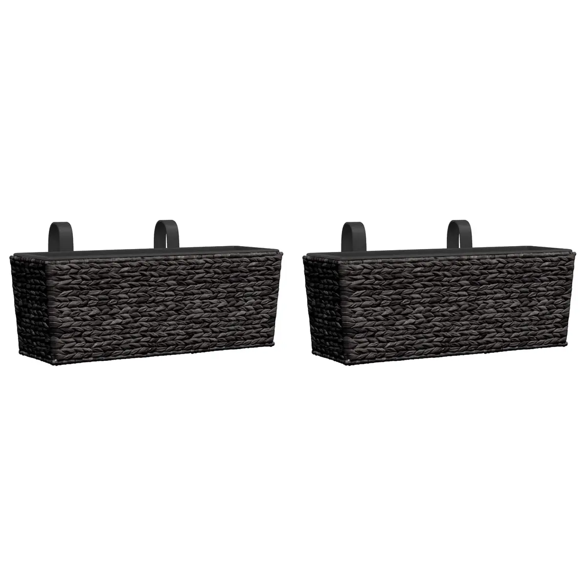 Water Hyacinth Planters Set of 2 Black Indoor Garden Pots with Removable