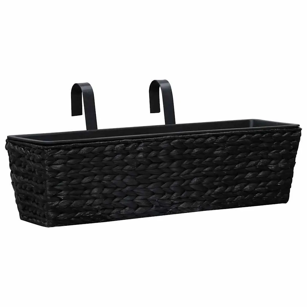 Water Hyacinth Planters Set of 2 Black Indoor Garden Pots with Removable