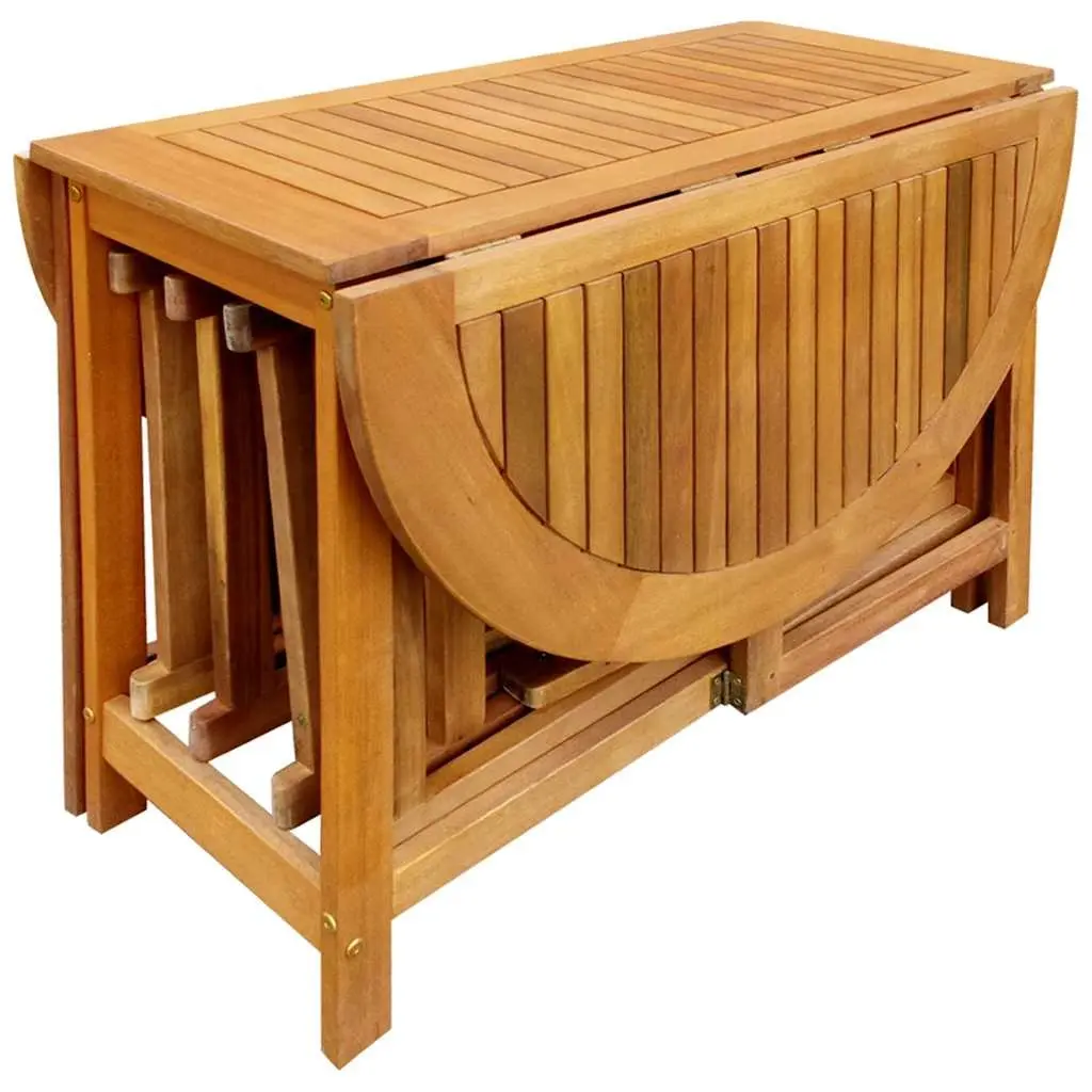Outdoor Dining Set 5 Piece Folding Table and Chairs Acacia Wood Brown