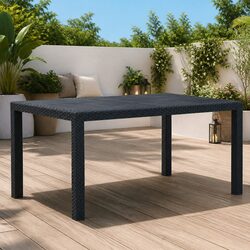 Garden Dining Table Anthracite Outdoor Furniture Rattan Look Plastic Patio