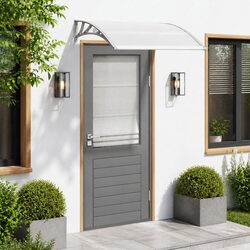 Door Canopy 120x100 cm Grey PC Polycarbonate Awning Shelter Outdoor Window
