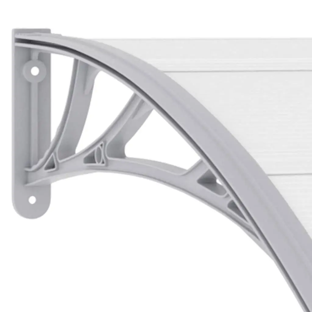 Door Canopy Weather Protection 120x100 cm Grey Polycarbonate Awning Shelter Outdoor Window
