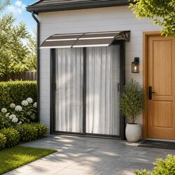 Door Canopy 200x100cm Black Polycarbonate Awning Porch Window Shelter Outdoor