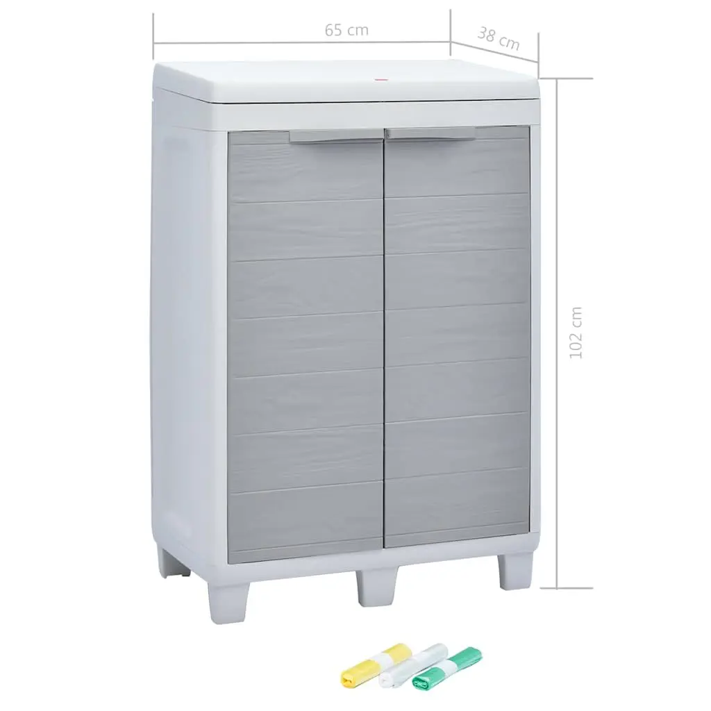 Garden Dustbin with 3 Bag Holders Light Grey 65x38x102cm