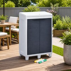 Garden Dustbin with 3 Bags Dark Grey Outdoor Recycling Waste Bin Rubbish Sorter