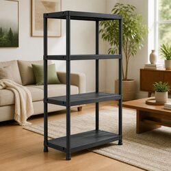 Industrial Storage Shelf Rack Black Plastic Shelving Unit 60x30x138cm Heavy Duty