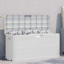 Garden Storage Box 280L Outdoor Container Grey Plastic Weatherproof Deck Patio