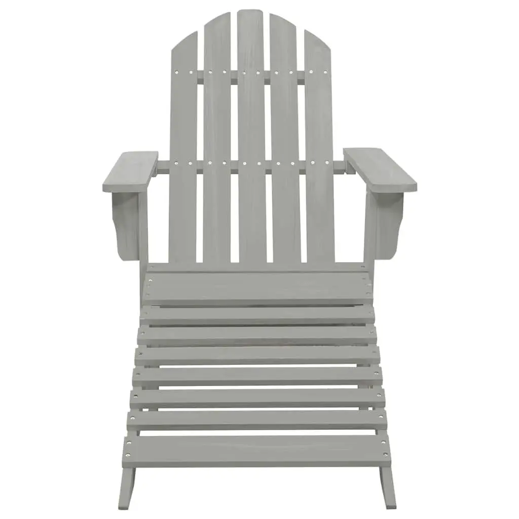 Garden Chair with Ottoman Vintage Inspired Wooden Grey Outdoor Seating Set