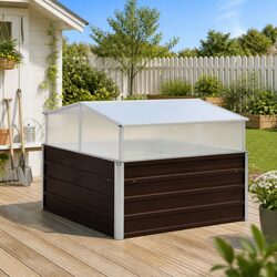 Greenhouse Brown 100x100x85 cm Garden Plant Shelter Galvanised Steel PC Board