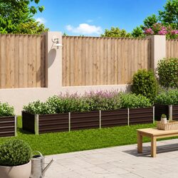 Raised Garden Bed Brown 320x80x45cm Galvanised Steel Planter Vegetables Flowers