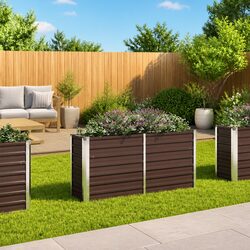 Raised Garden Bed Planter Box 160x40x77cm Brown Metal Outdoor Vegetables Herbs