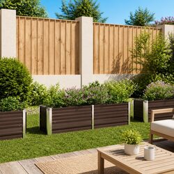 Raised Garden Bed 160x40x45cm Brown Metal Planter Outdoor Vegetables Flowers