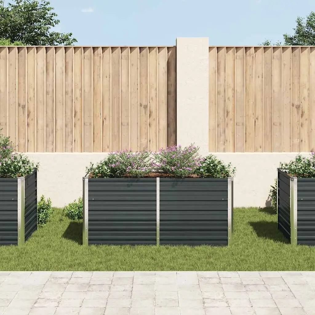 Raised Garden Bed Galvanised Steel 160x80x77 cm Anthracite Outdoor Planter Box