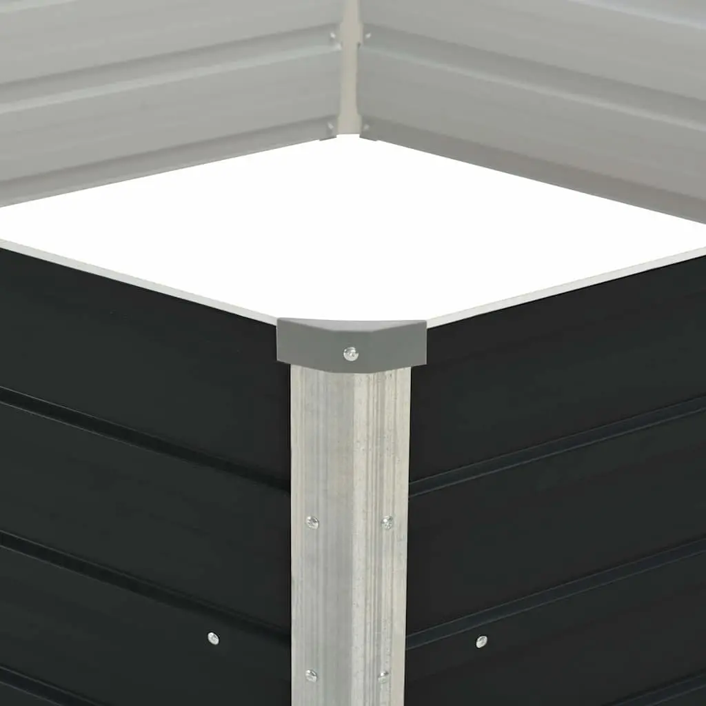 Raised Garden Bed Anthracite 129x129x45cm Galvanised Steel Planter Vegetables