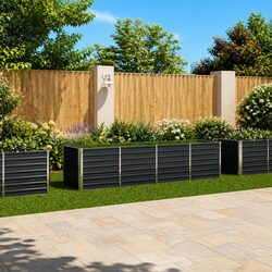 Raised Garden Bed Anthracite 320x80x77cm Galvanised Steel Planter Box Outdoor