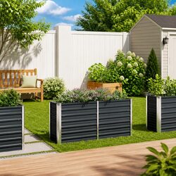 Garden Raised Bed Anthracite 160x40x77cm Galvanised Steel Planter Box