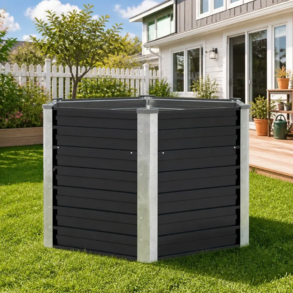 Garden Raised Bed Planter Box Galvanised Steel 129x129x77cm Anthracite