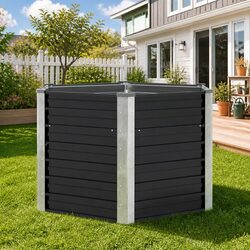 Garden Raised Bed Planter Box Anthracite 129x129x77cm Galvanised Steel Outdoor