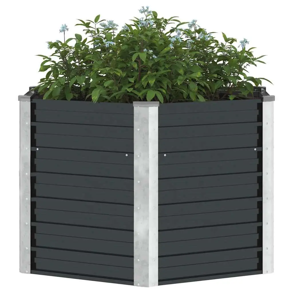 Garden Raised Bed Planter Box Galvanised Steel 129x129x77cm Anthracite
