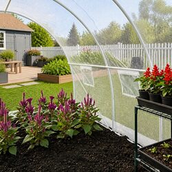 Greenhouse 4.5 m² White Garden Plant House Ventilation Windows Door Frame