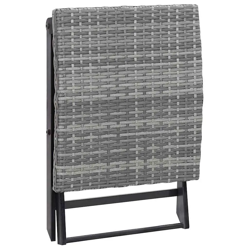 Folding Stool Outdoor Grey Rattan Seat Lightweight Portable Footrest Garden