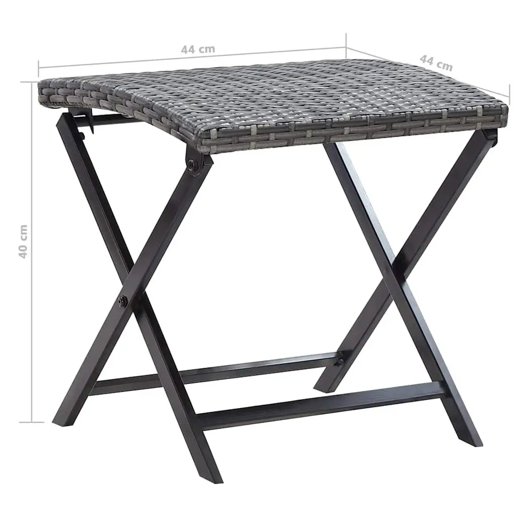 Folding Stool Outdoor Grey Rattan Seat Lightweight Portable Footrest Garden
