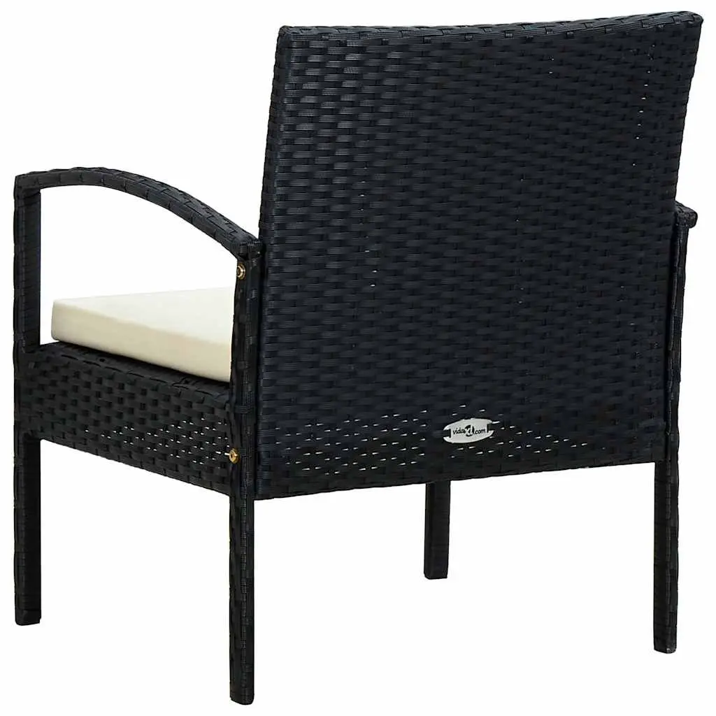 Outdoor Garden Chair with Cushion Powder-coated Steel PE Rattan Black