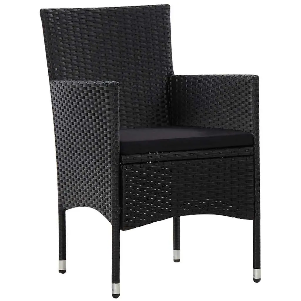 4 Piece Garden Lounge Set Outdoor Sofa Rattan Chairs Table with Cushions Black