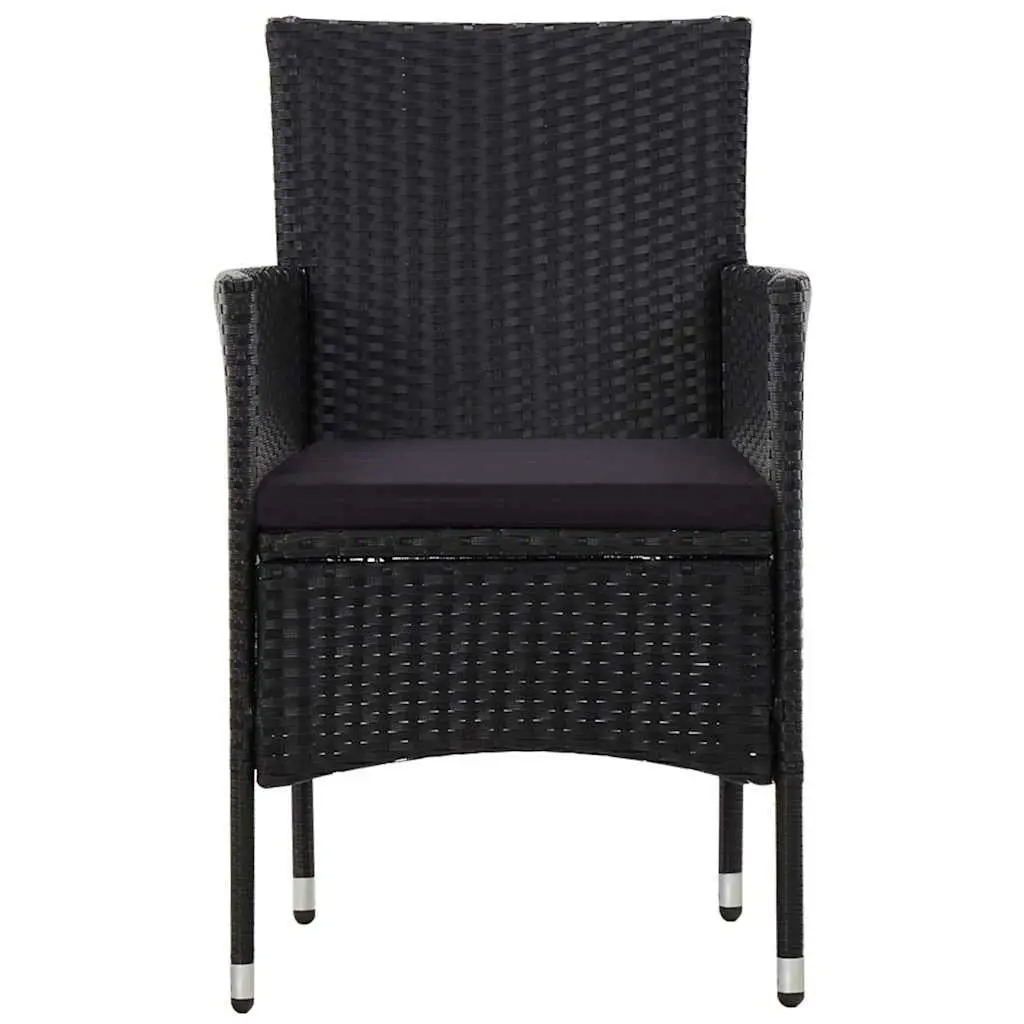 4 Piece Garden Lounge Set Outdoor Sofa Rattan Chairs Table with Cushions Black