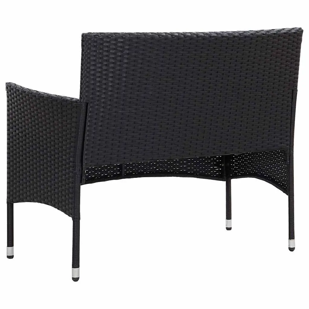 4 Piece Garden Lounge Set Outdoor Sofa Rattan Chairs Table with Cushions Black