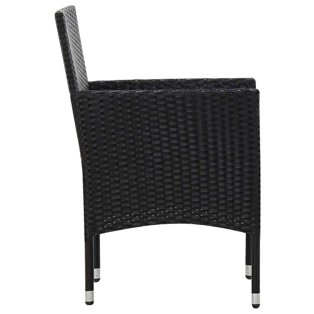 4 Piece Garden Lounge Set Outdoor Sofa Rattan Chairs Table with Cushions Black