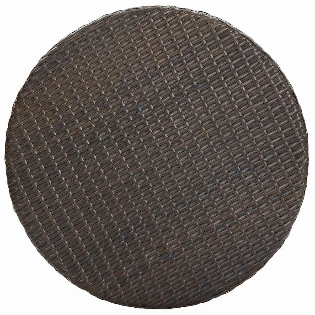 Outdoor Garden Table Round Poly Rattan Brown Steel Frame