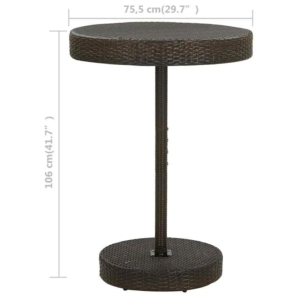 Outdoor Garden Table Round Poly Rattan Brown Steel Frame
