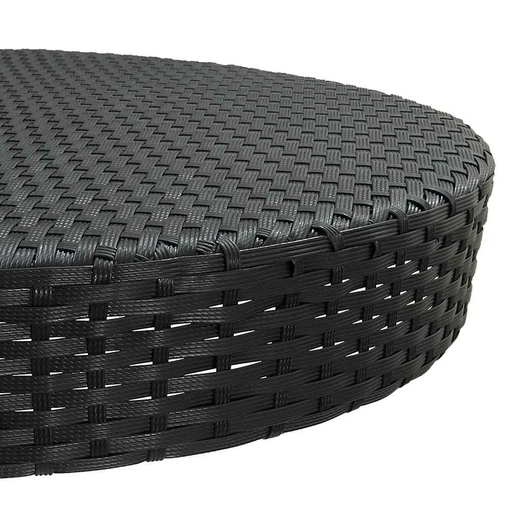 Outdoor Garden Table Round Black Poly Rattan Dining Furniture Steel Frame