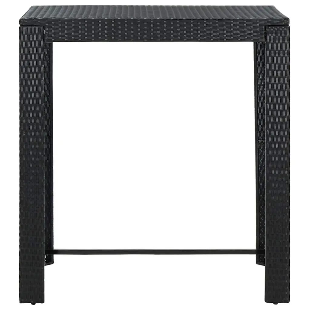 Bar Table High Top Black Outdoor Garden Patio Furniture PE Rattan Steel Frame
