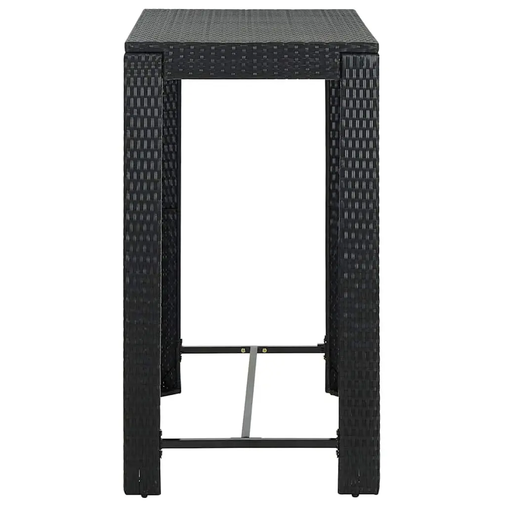 Bar Table High Top Black Outdoor Garden Patio Furniture PE Rattan Steel Frame