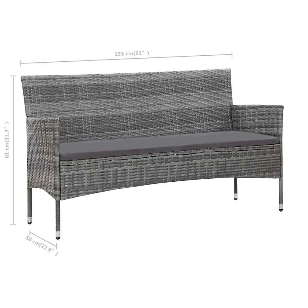 4 Piece Garden Lounge Set Weather Resistant PE Rattan Outdoor Furniture Grey