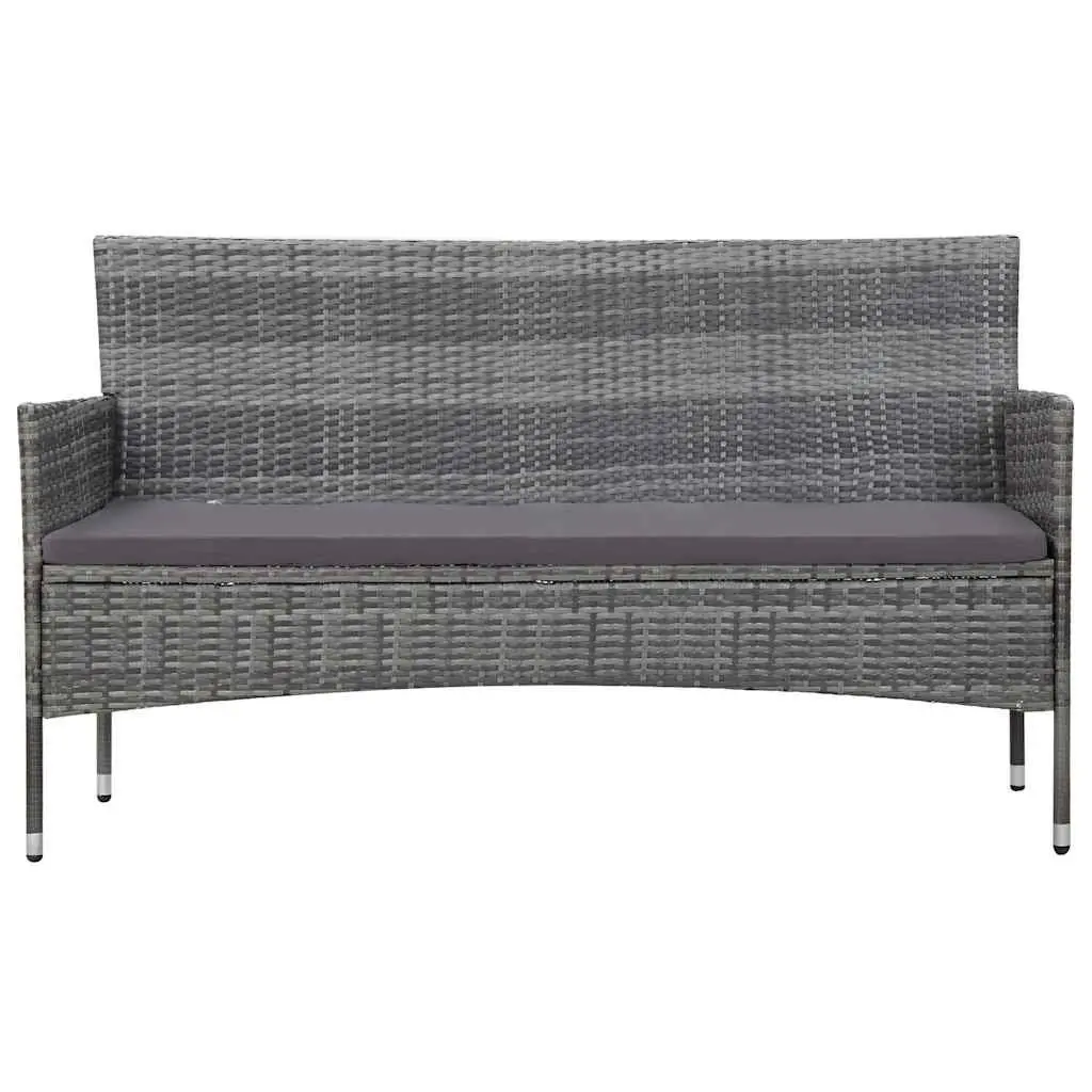 4 Piece Garden Lounge Set Weather Resistant PE Rattan Outdoor Furniture Grey