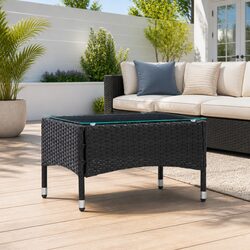 Outdoor Coffee Table Black Rattan Garden Furniture Side End Couch Table Easy