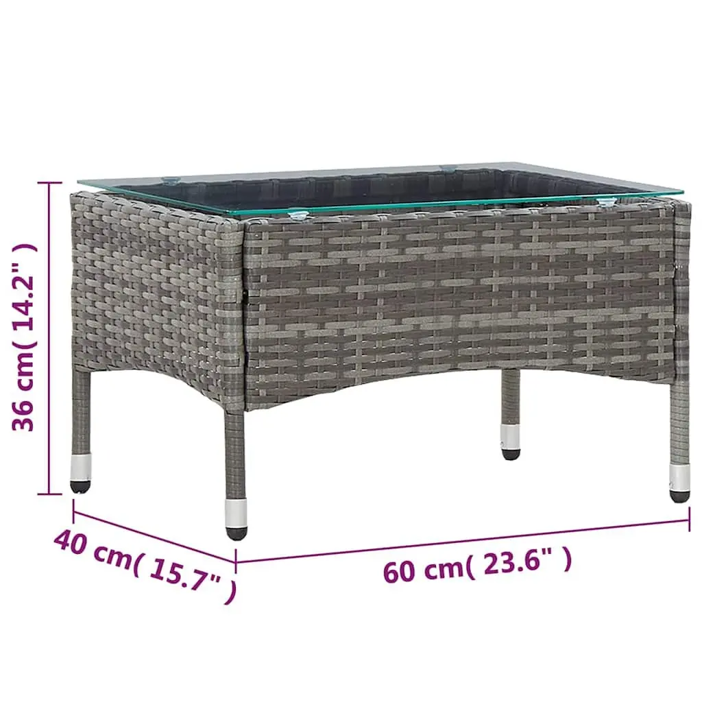 Outdoor Coffee Table Weather Resistant Grey Poly Rattan Garden Side End Table