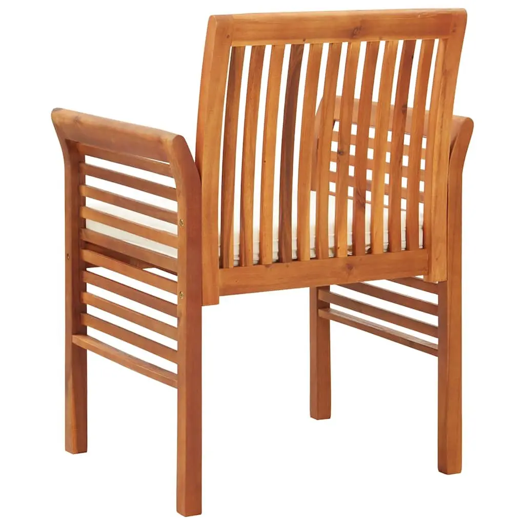 Outdoor Dining Chair with Cushion Brown Acacia Wood Patio Garden Seating