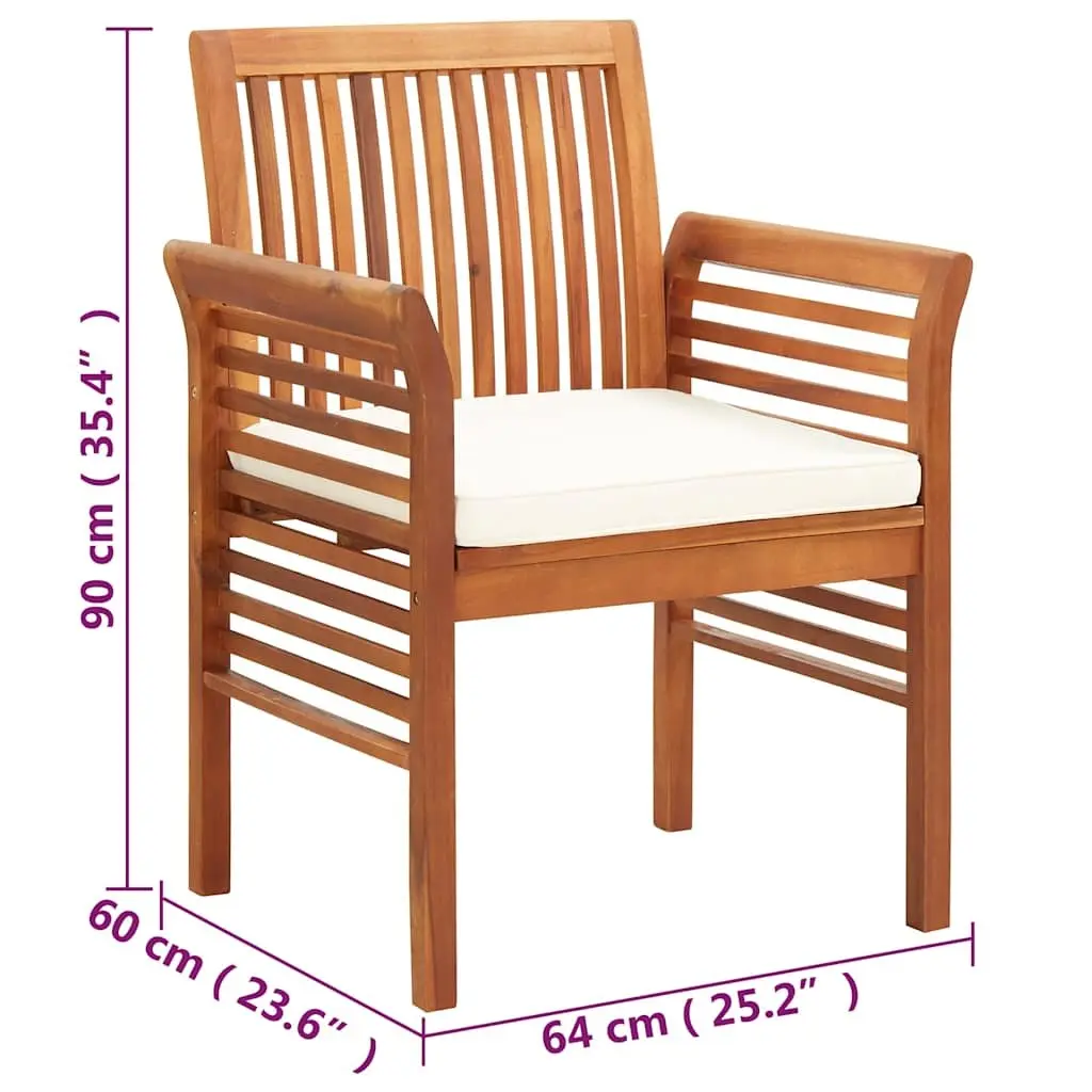 Outdoor Dining Chairs 2 Piece Set Acacia Wood Backyard Patio Seating with
