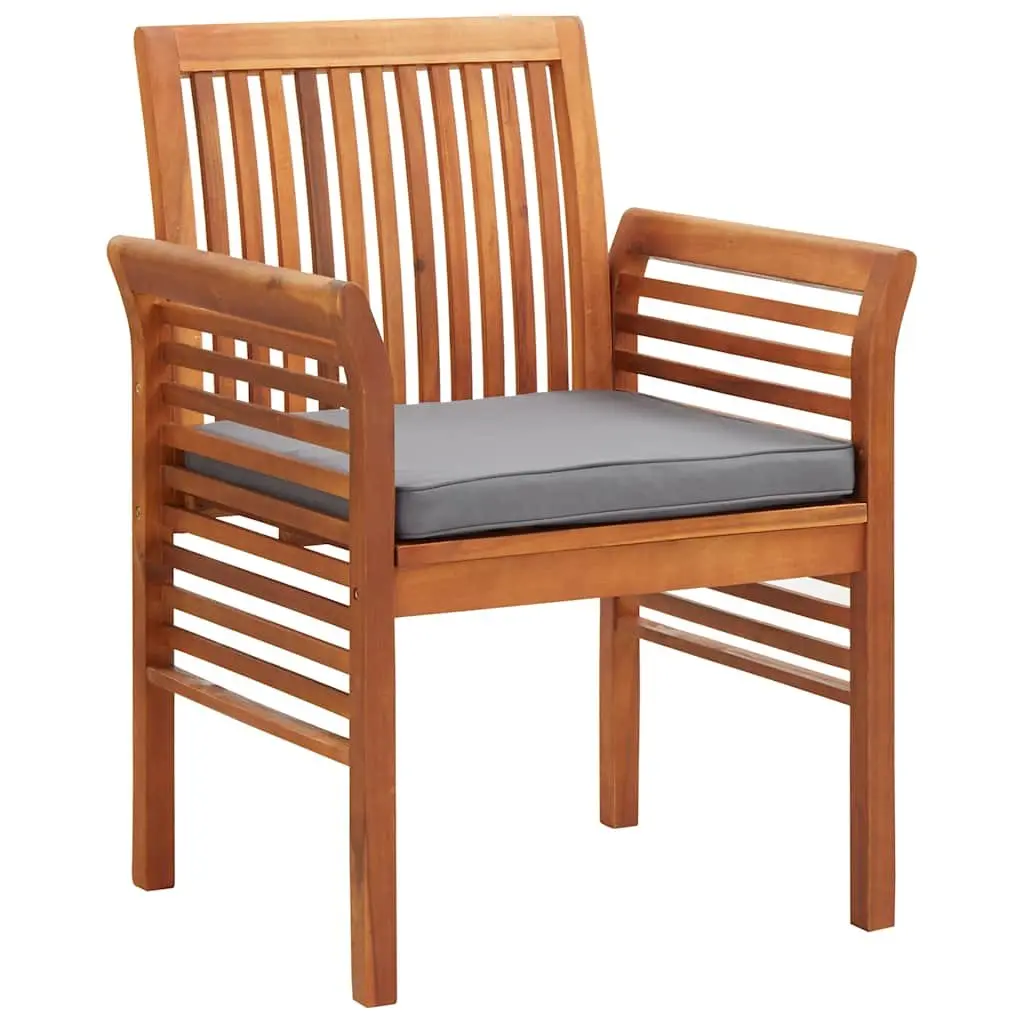 Outdoor Dining Chairs Set 2 pcs Acacia Wood Frame Garden Patio Seating with