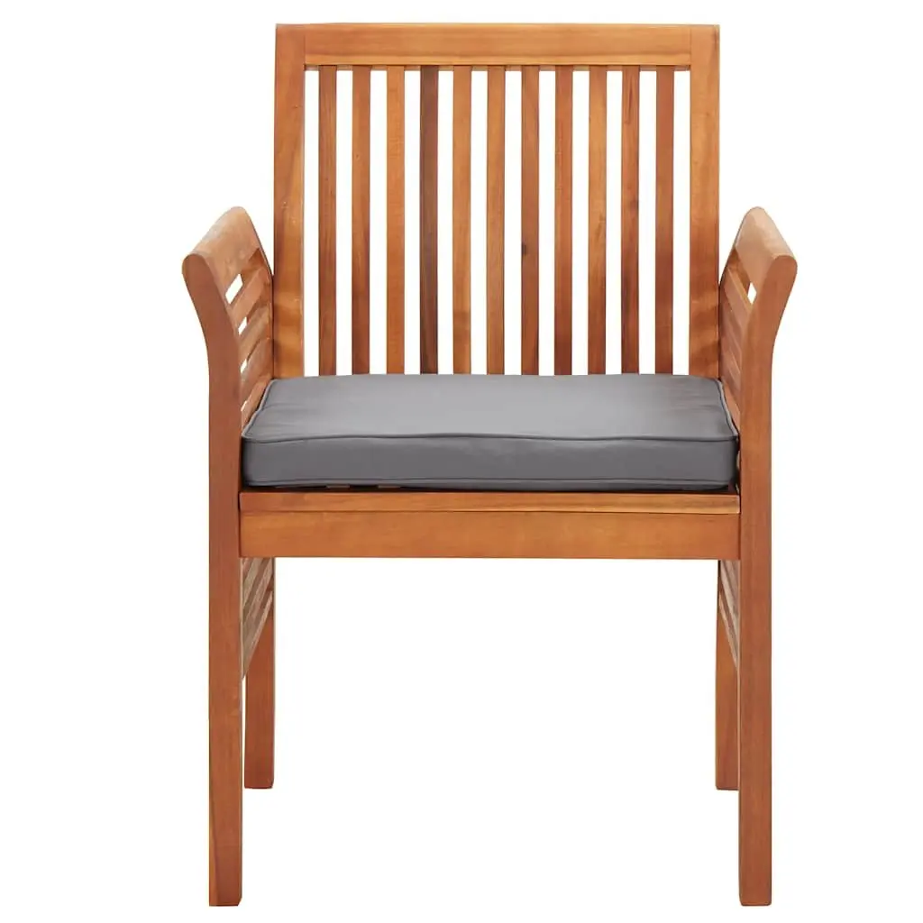 Outdoor Dining Chairs Set 2 pcs Acacia Wood Frame Garden Patio Seating with