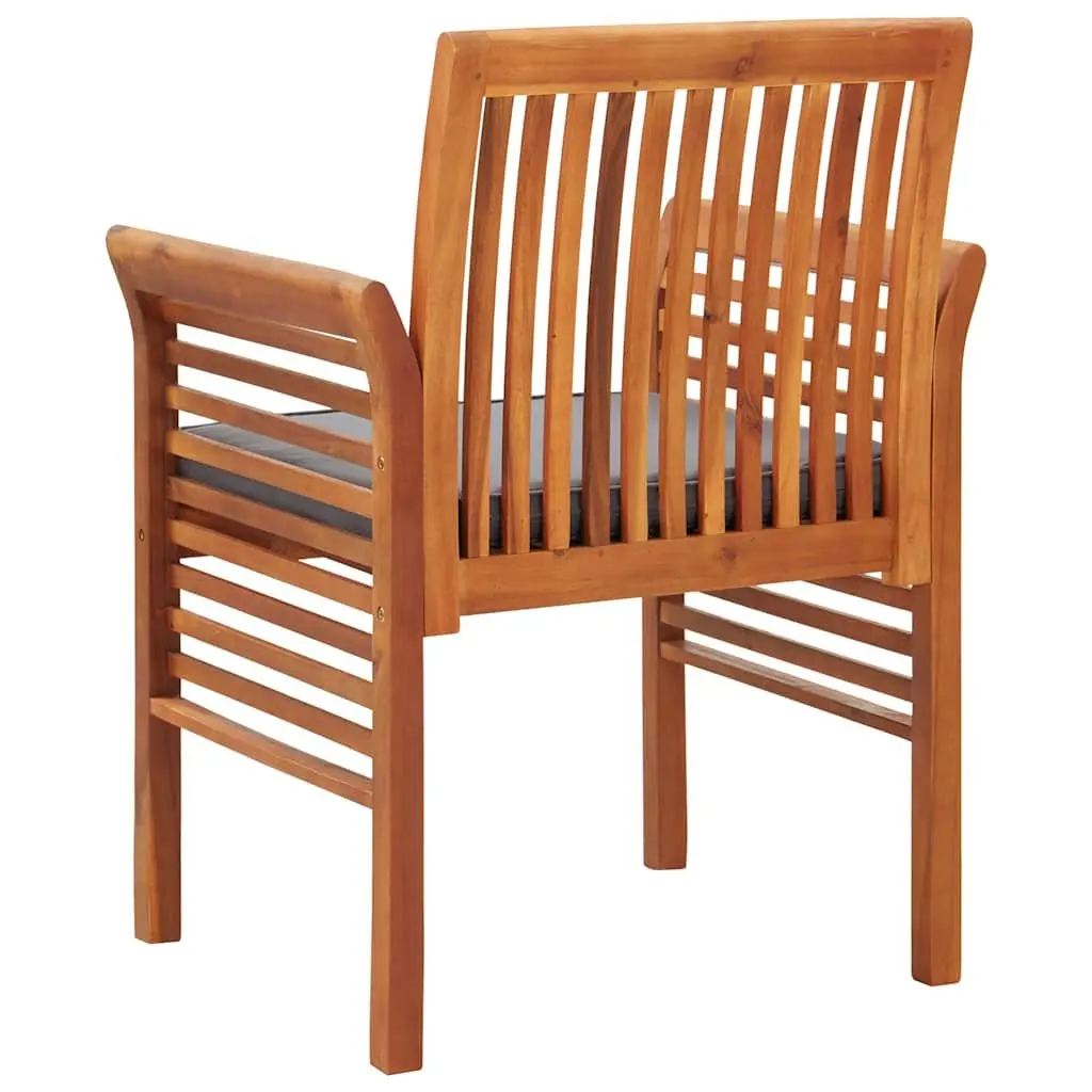 Outdoor Dining Chairs Set 2 pcs Acacia Wood Frame Garden Patio Seating with