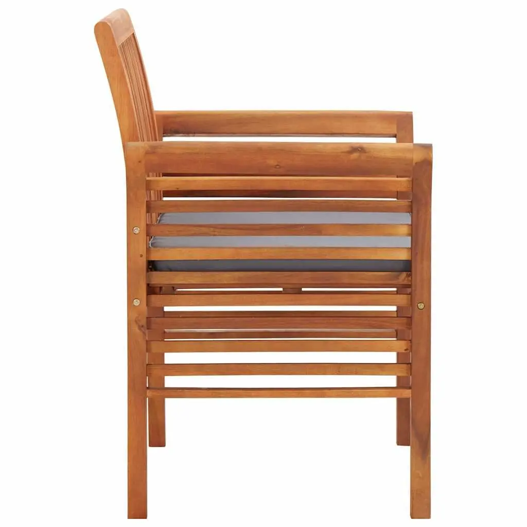 Outdoor Dining Chairs Set 2 pcs Acacia Wood Frame Garden Patio Seating with
