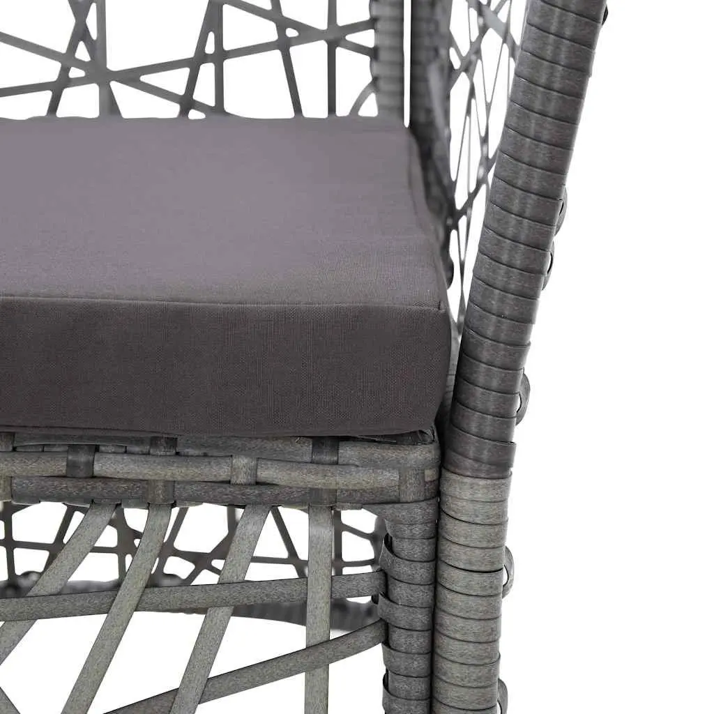 Outdoor Dining Set 9 Piece Grey Poly Rattan Garden Furniture Patio Table Chairs
