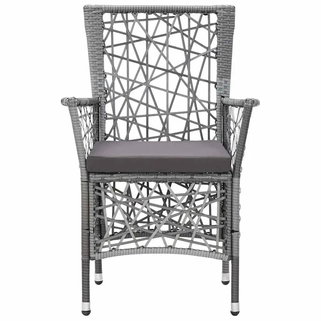 Outdoor Chairs Poly Rattan Grey 2 Piece Garden Patio Seating Set with Cushions