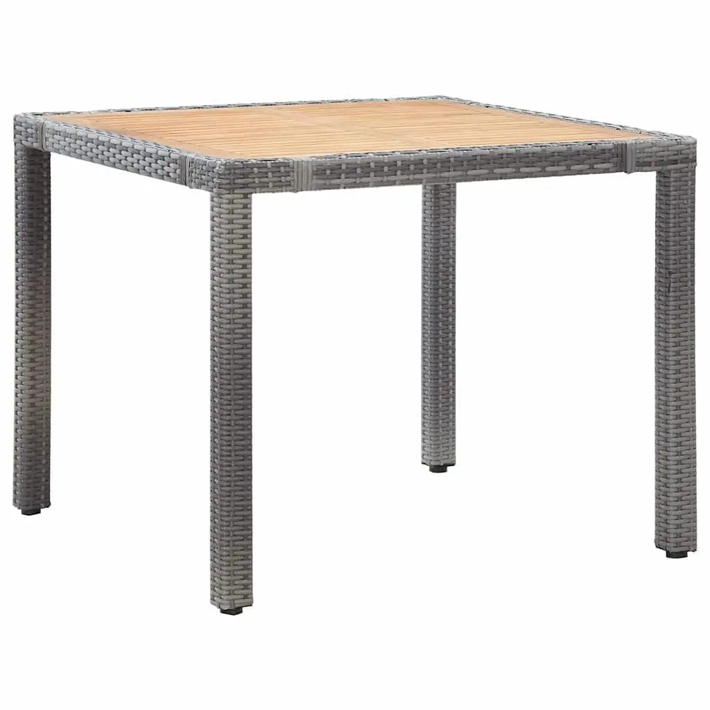 5 Piece Outdoor Dining Set Water-resistant PE Rattan Powder-coated Steel Frames Solid Acacia Wood Table Grey